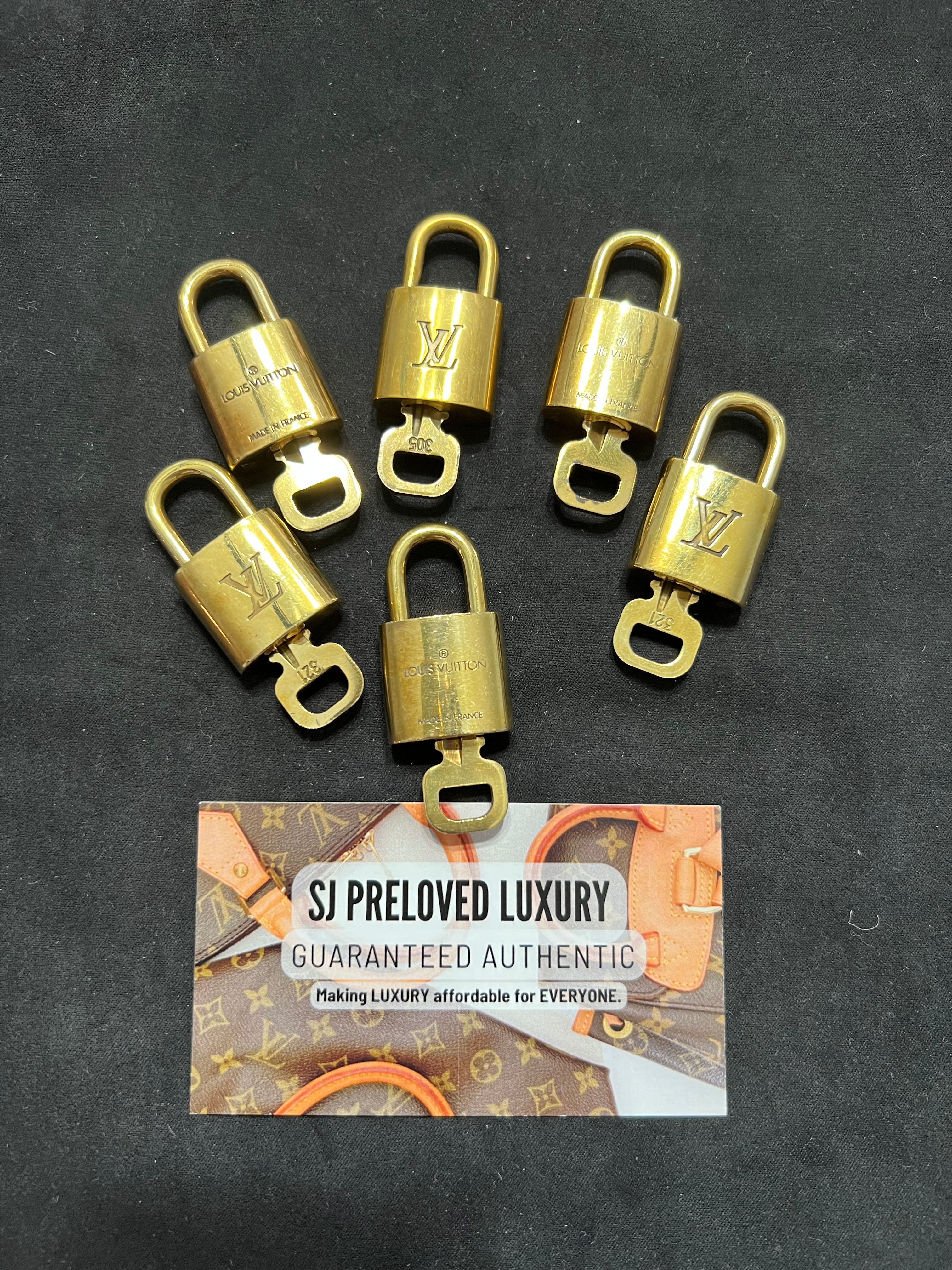 Vintage Gold Brass Lock and Key Set #207 by Louis Vuitton