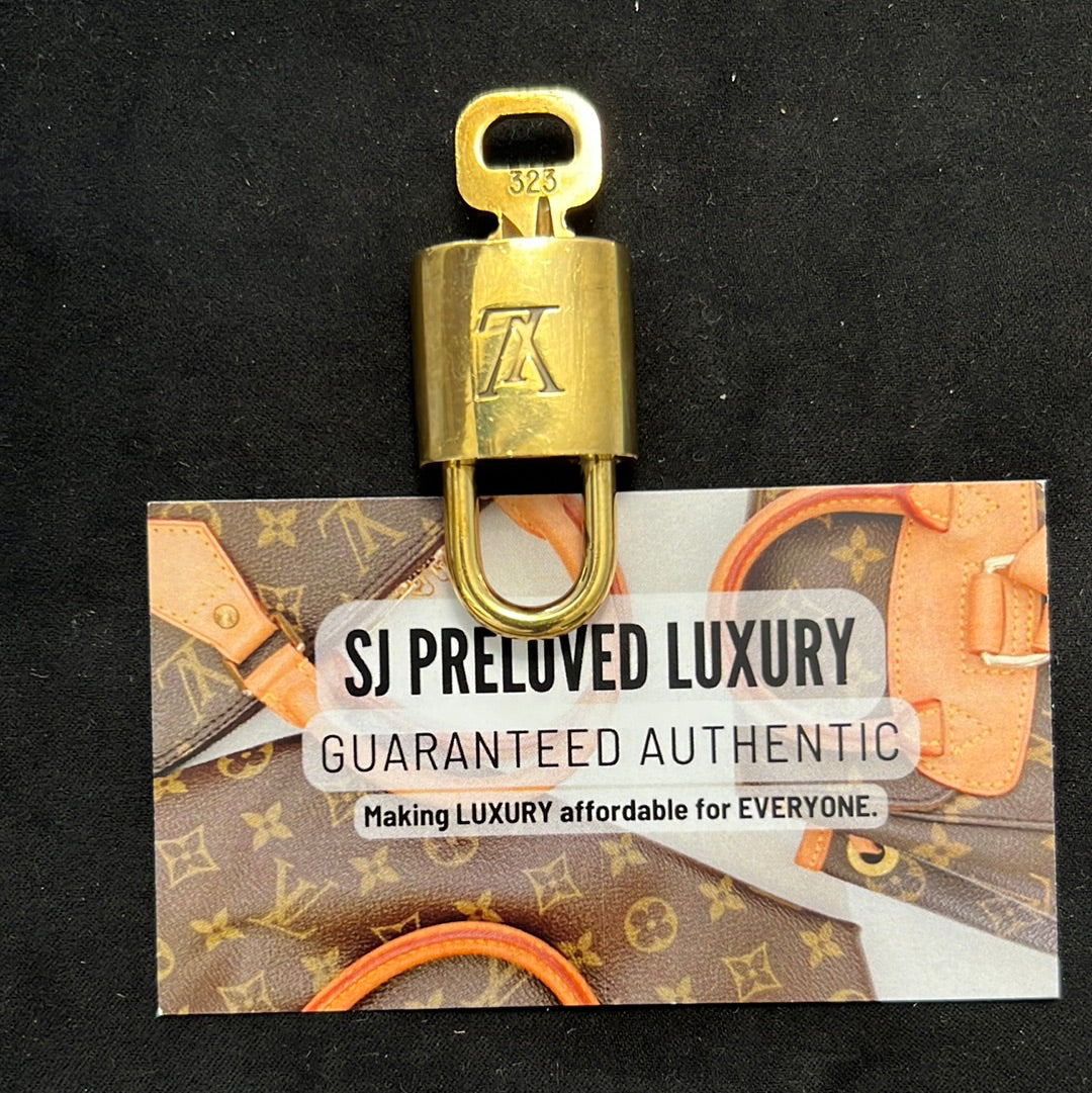 LOUIS VUITTON AUTH BRASS #322 LOCK KEY PADLOCK- POLISHED! Fits all bags!  USA